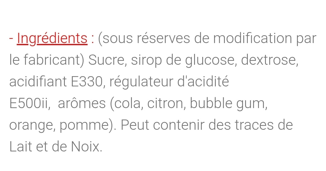 Bonbons pétillante saveur assorties (×5)