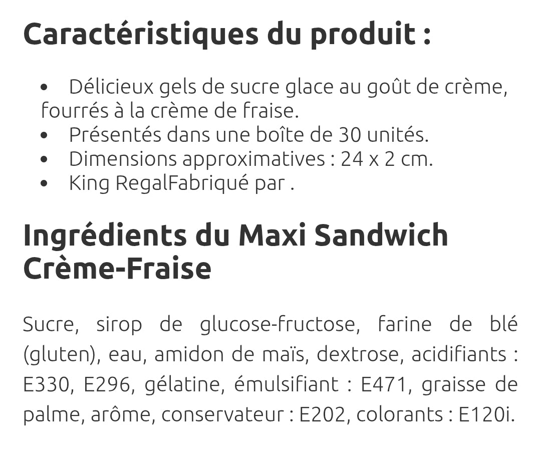 Maxi sandwich crème fraise (à l'unité)