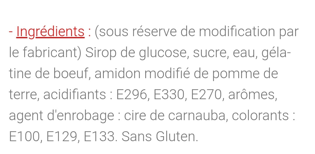 Langues fruits acides(100g)